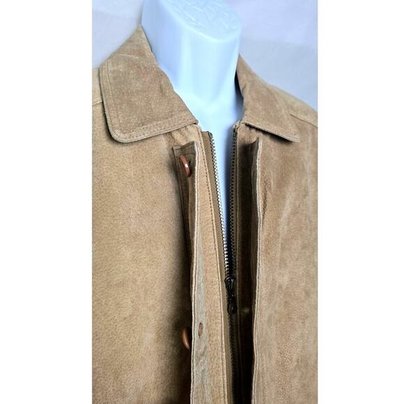 VTG Irvine Park Brown Suede Leather Jacket Zipper & Button Closure Coat Men's S - Picture 5 of 10